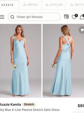 Azazie Kamila Satin Stretch Dress in Sky Blue